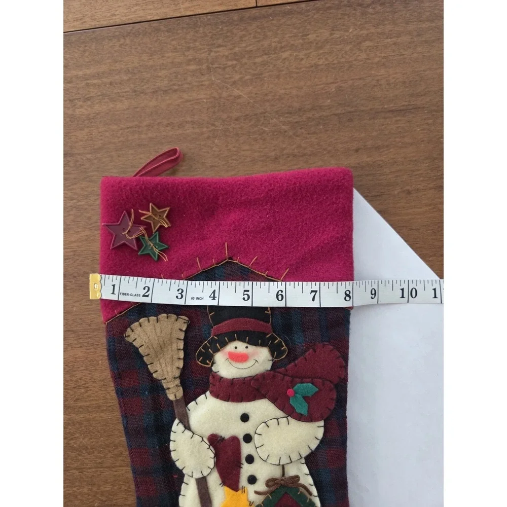Country Christmas Snowman Christmas Stocking 3D Puffy Felt Birdhouse
